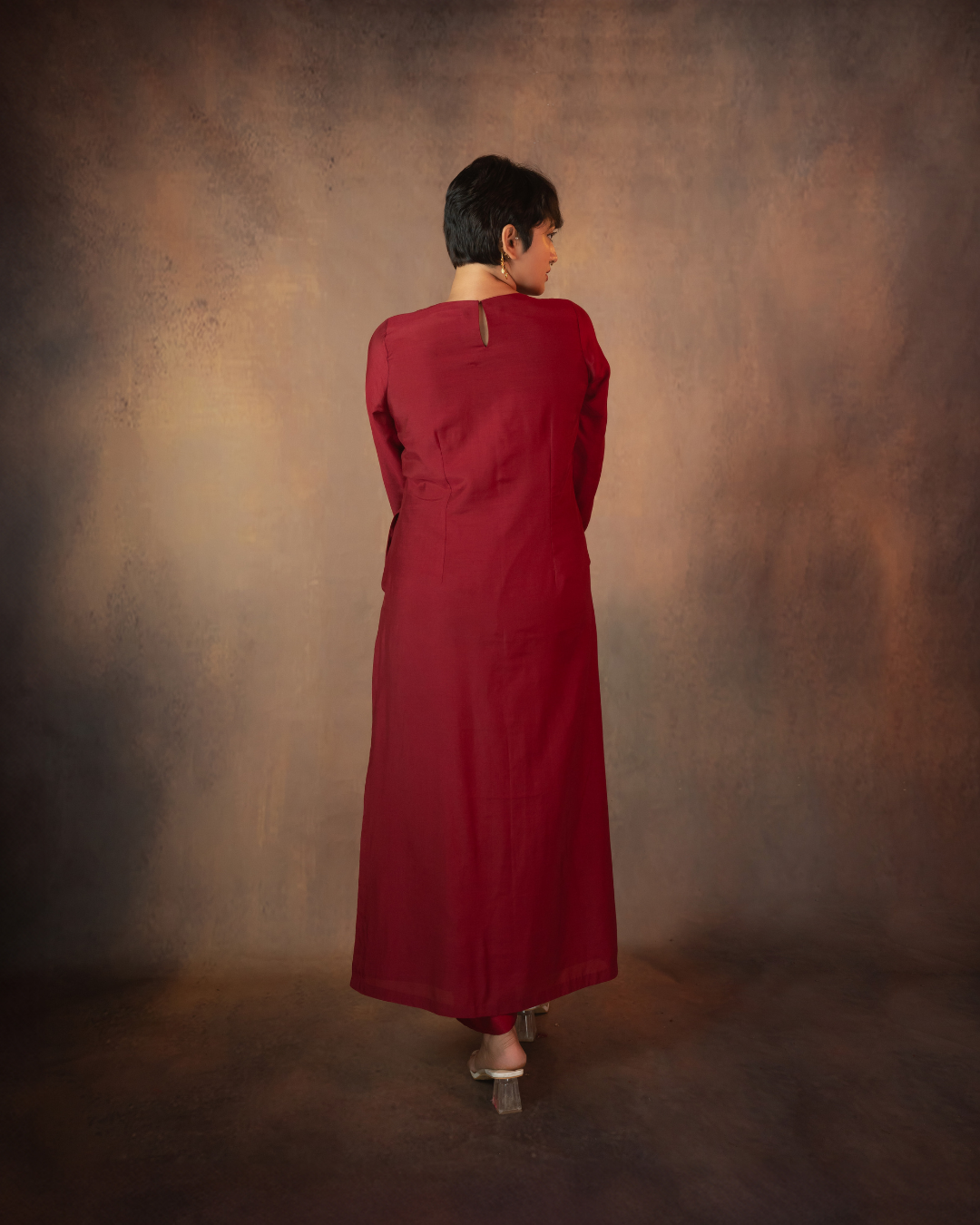 Surabhi | Maroon Muslin Silk Kurta