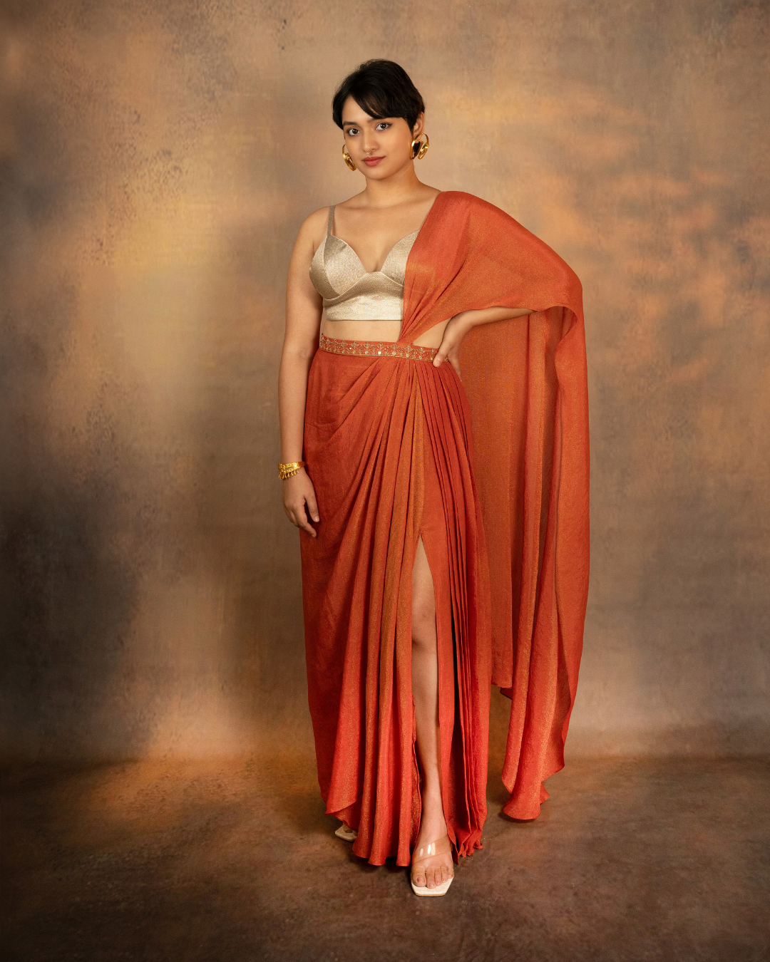 Tejaswi | Chinon Tissue Draped Skirt