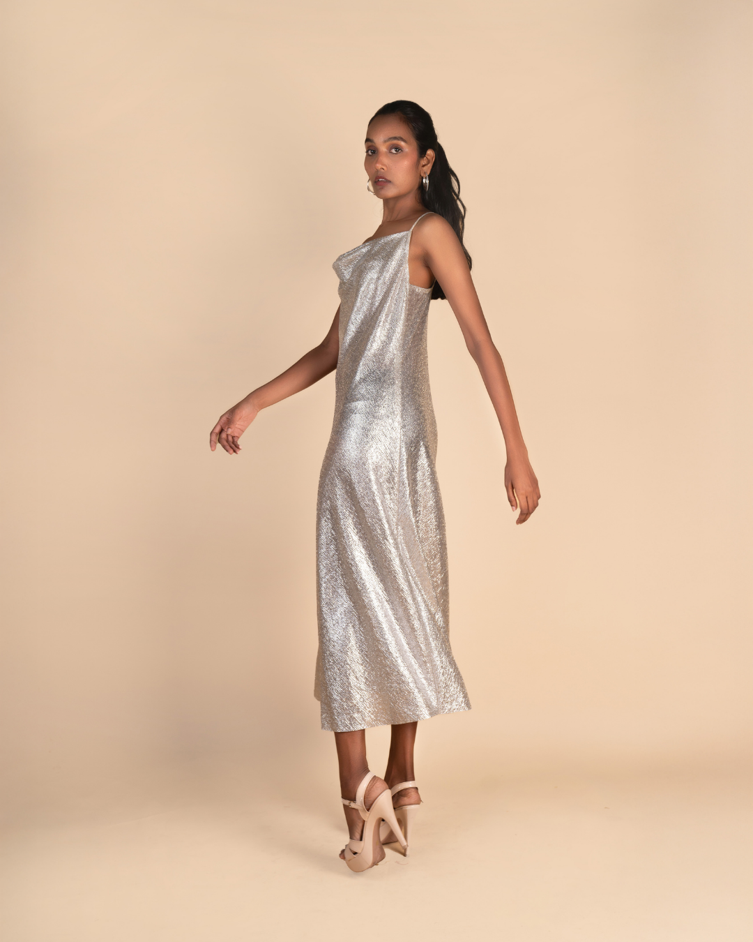 Celia Shimmer Cowl Dress