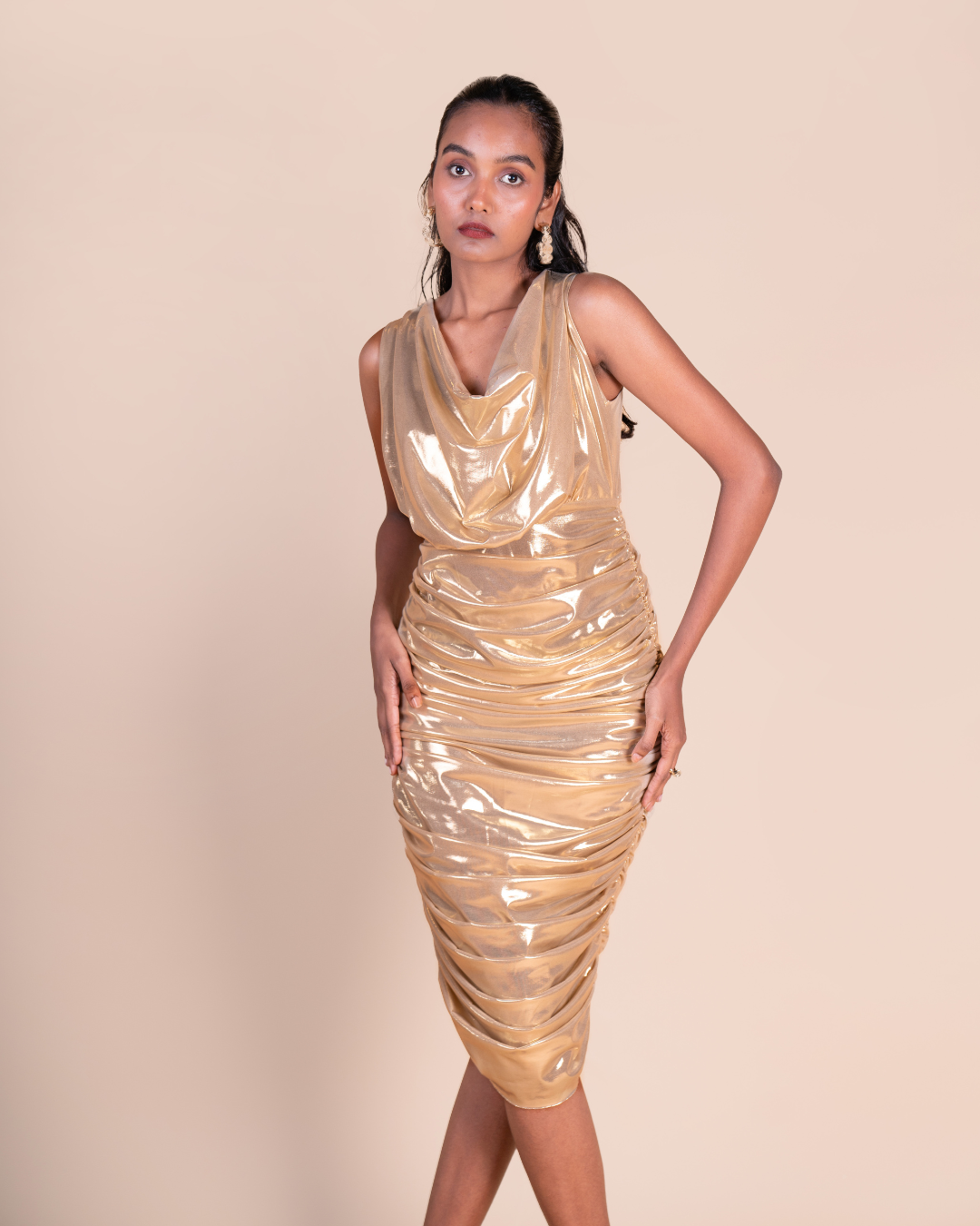 Venica Gold Bodycon Dress