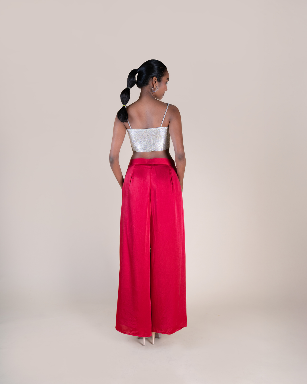 Charlotte Pleated Trouser in Chilli Red