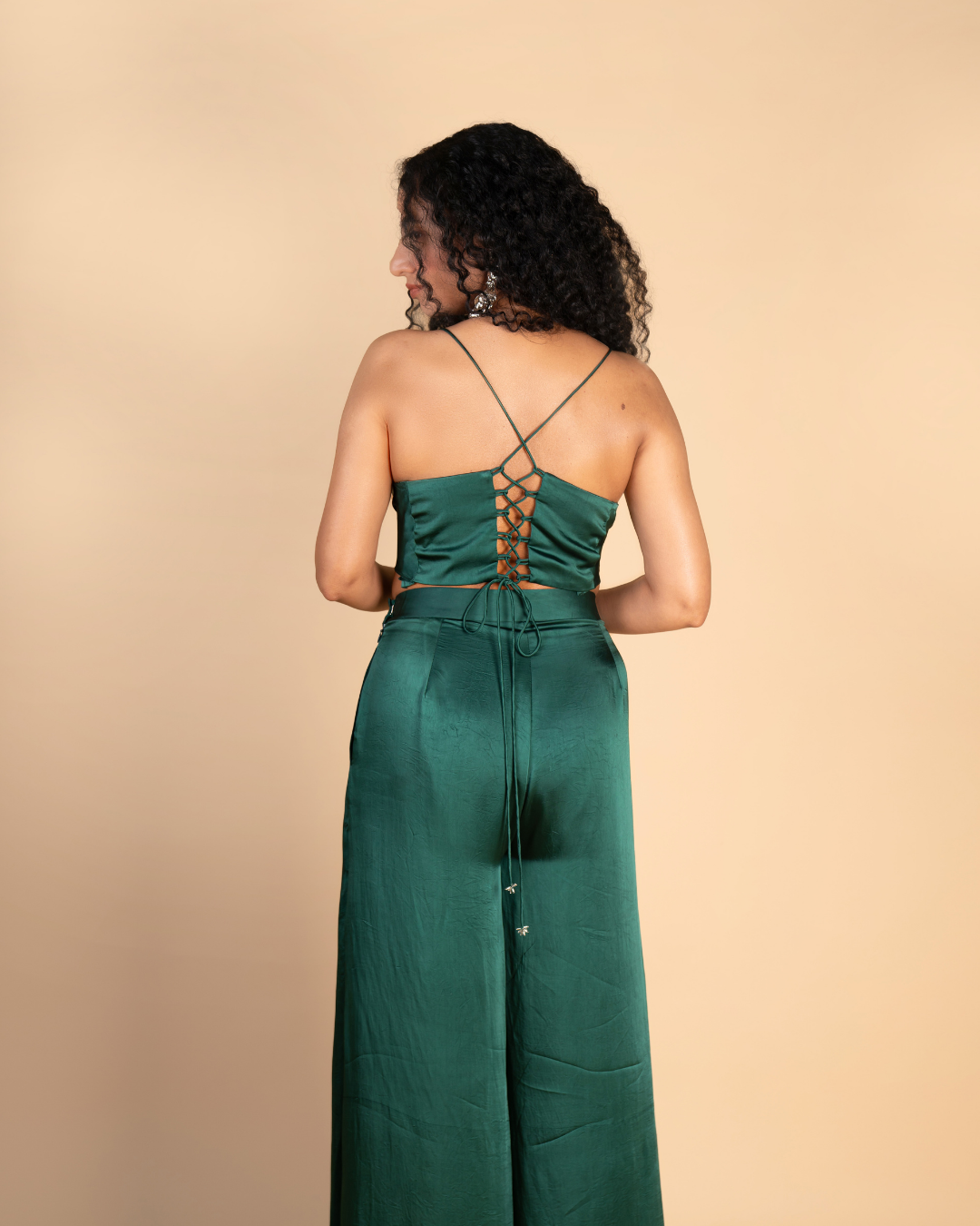 Charlotte Pleated Trouser in Christmas Green