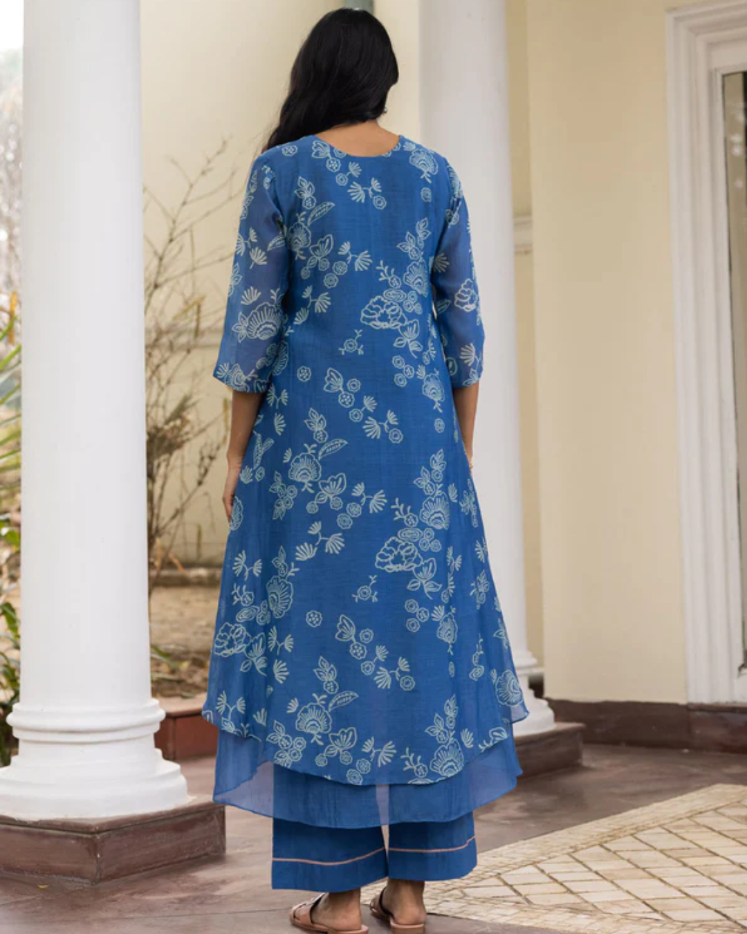 Ocean Blue Floral Kurta Set