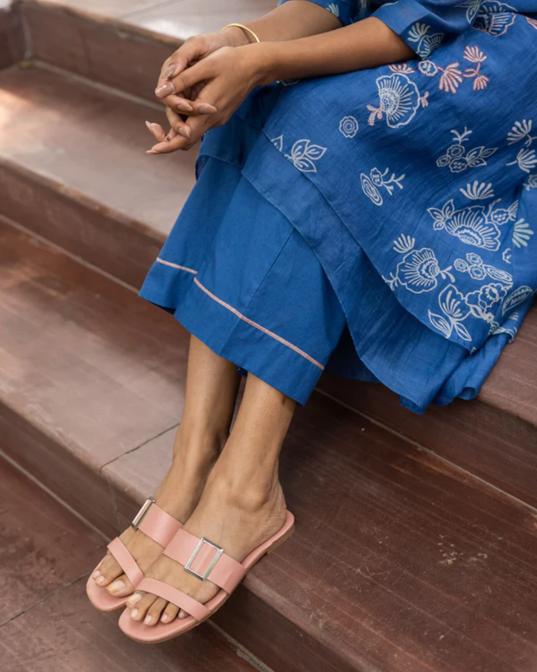 Ocean Blue Floral Kurta Set