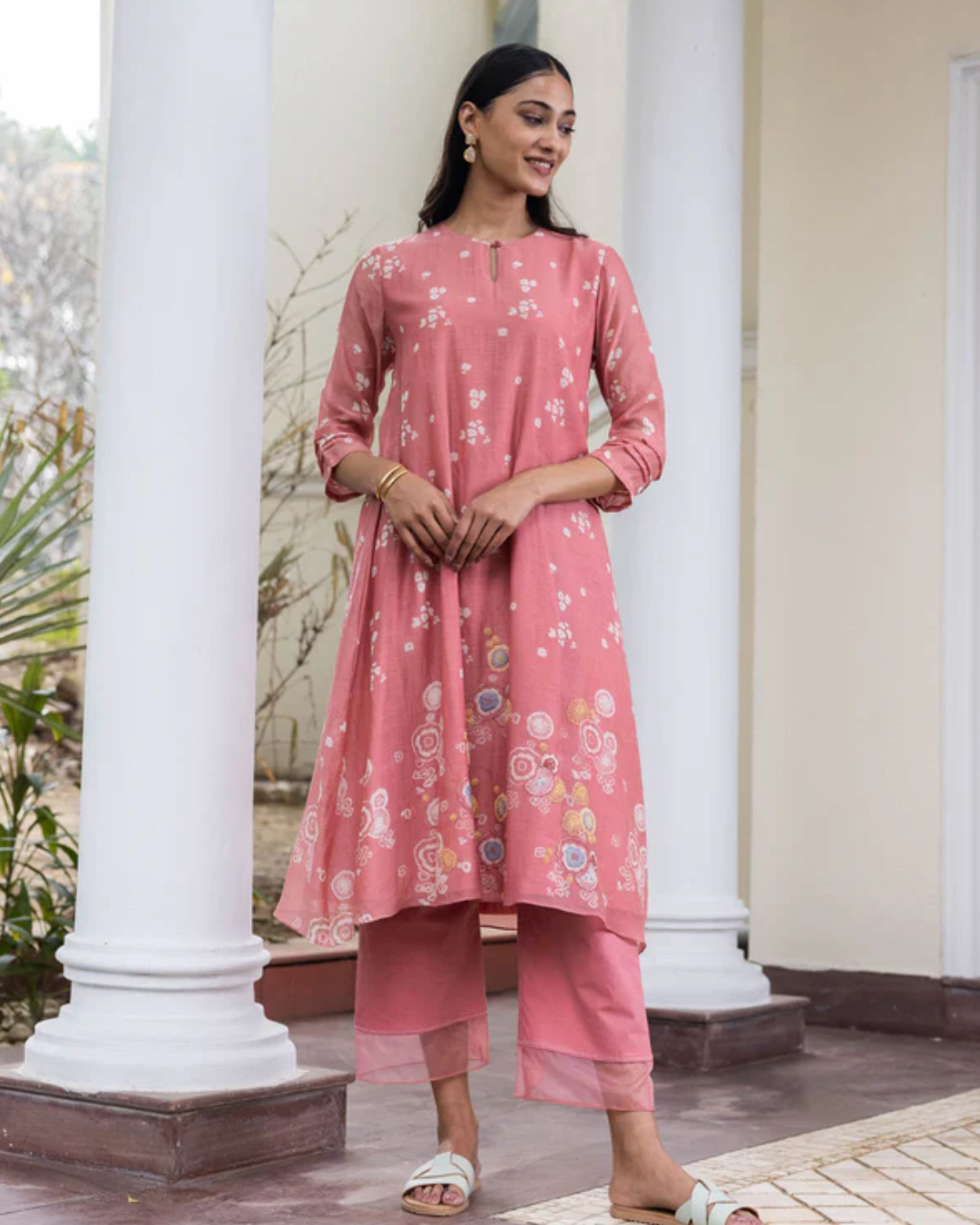 Coral Floral Kurta Set