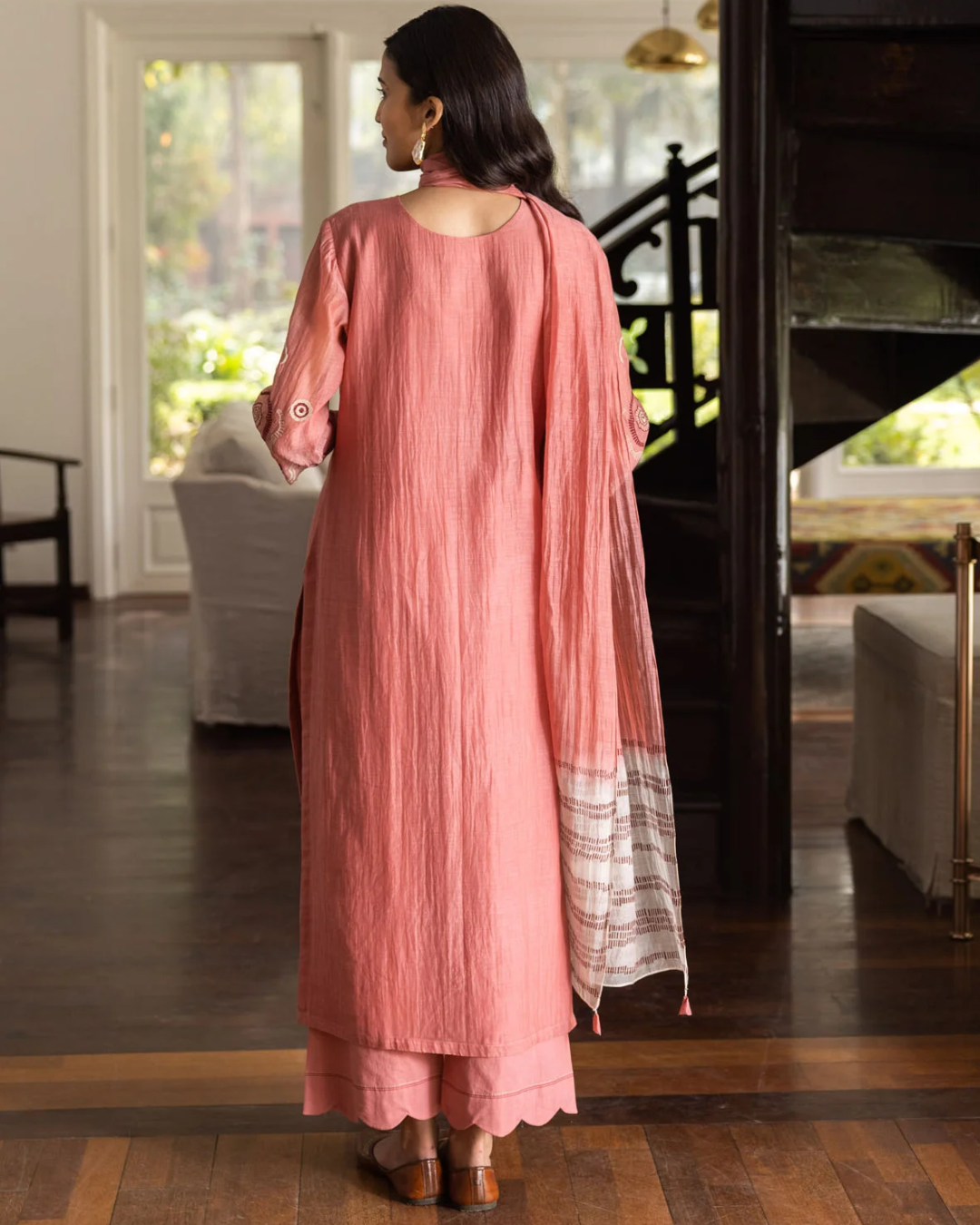 Coral Embroidered Kurta Set