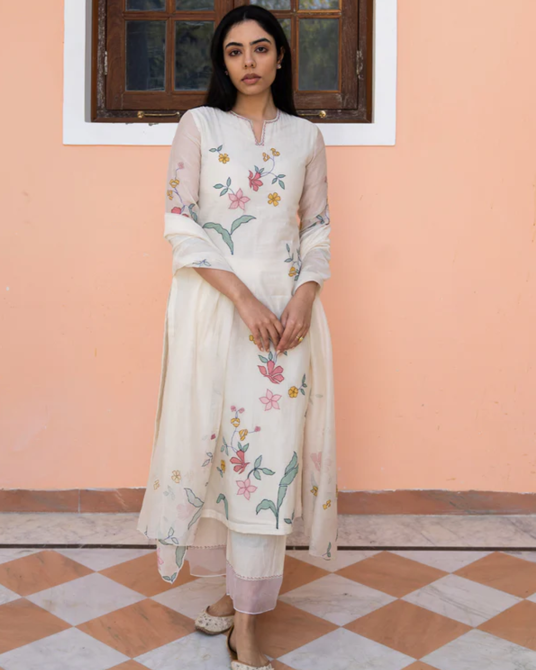 Porcelain Applique Kurta Set