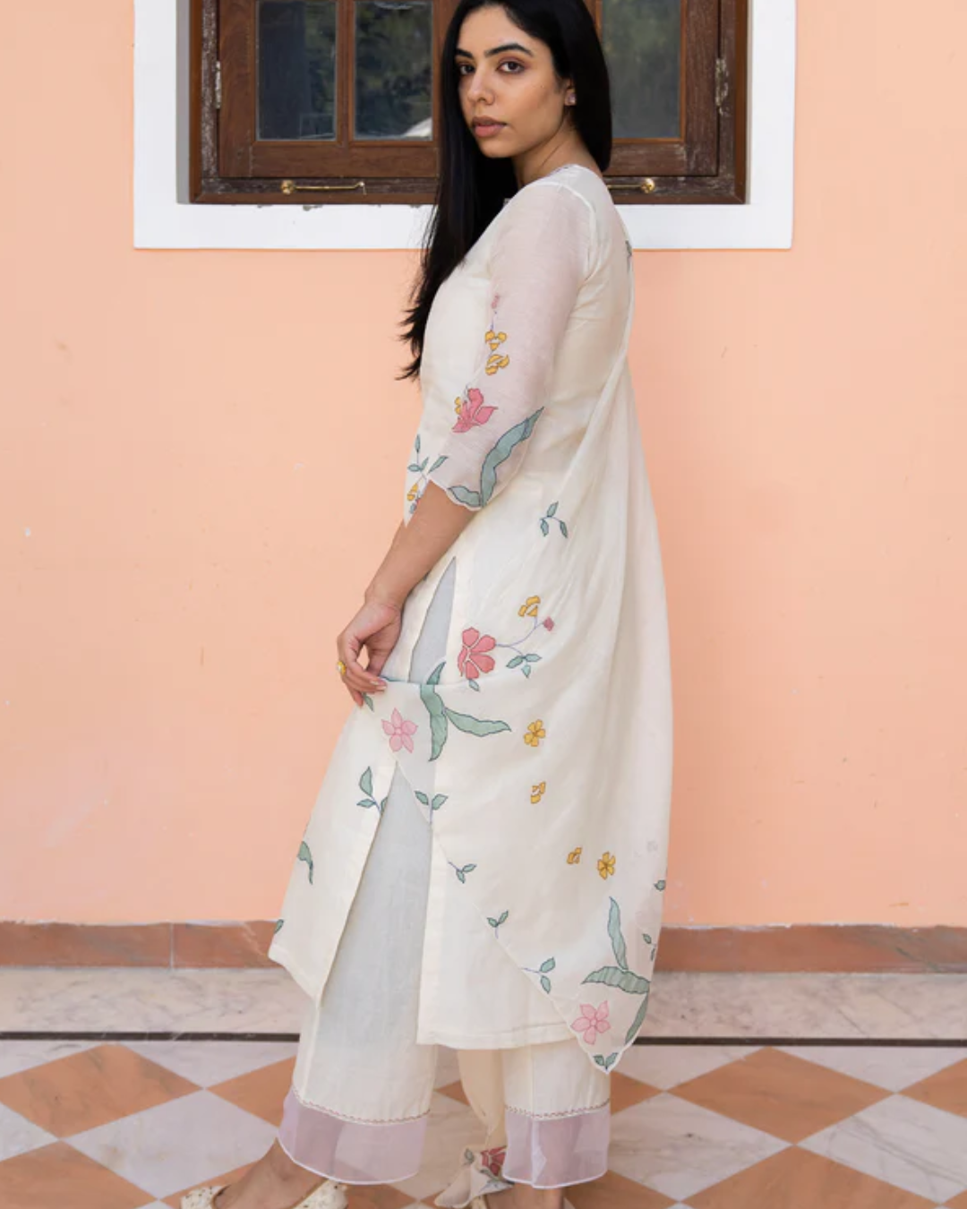 Porcelain Applique Kurta Set