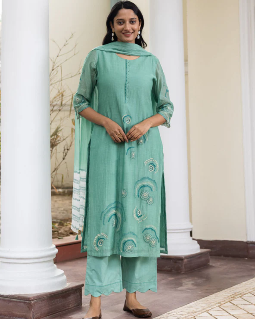 Mint Embroidered Kurta Set