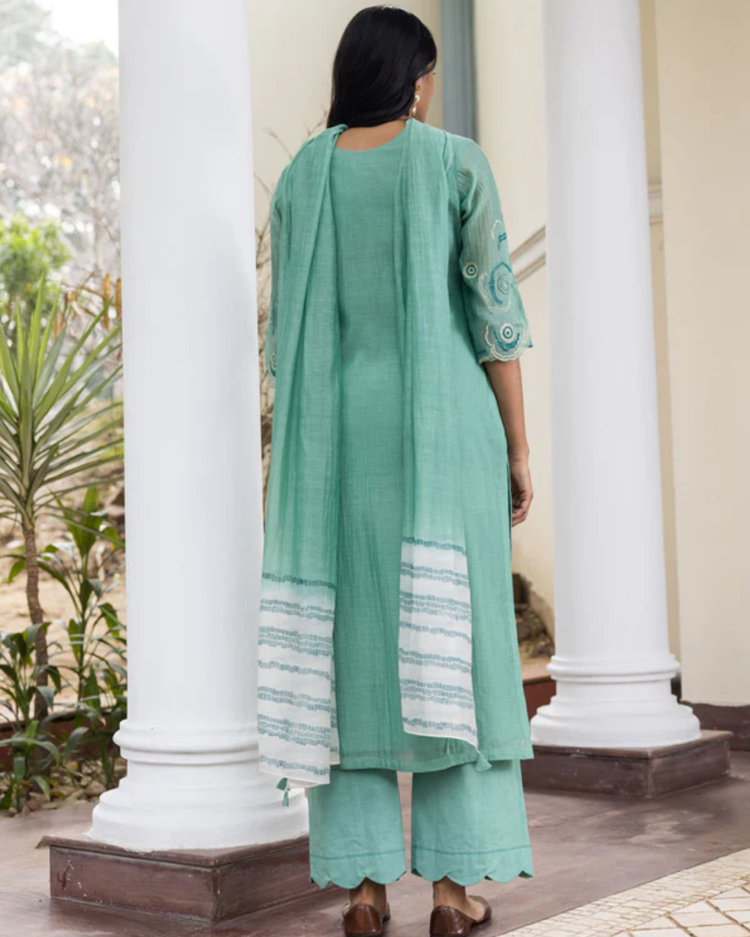 Mint Embroidered Kurta Set