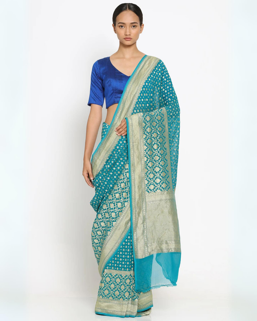 Blue Eden Georgette Banarasi Saree