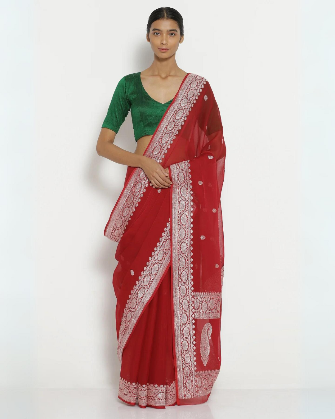 Maroon Georgette Banarasi Saree