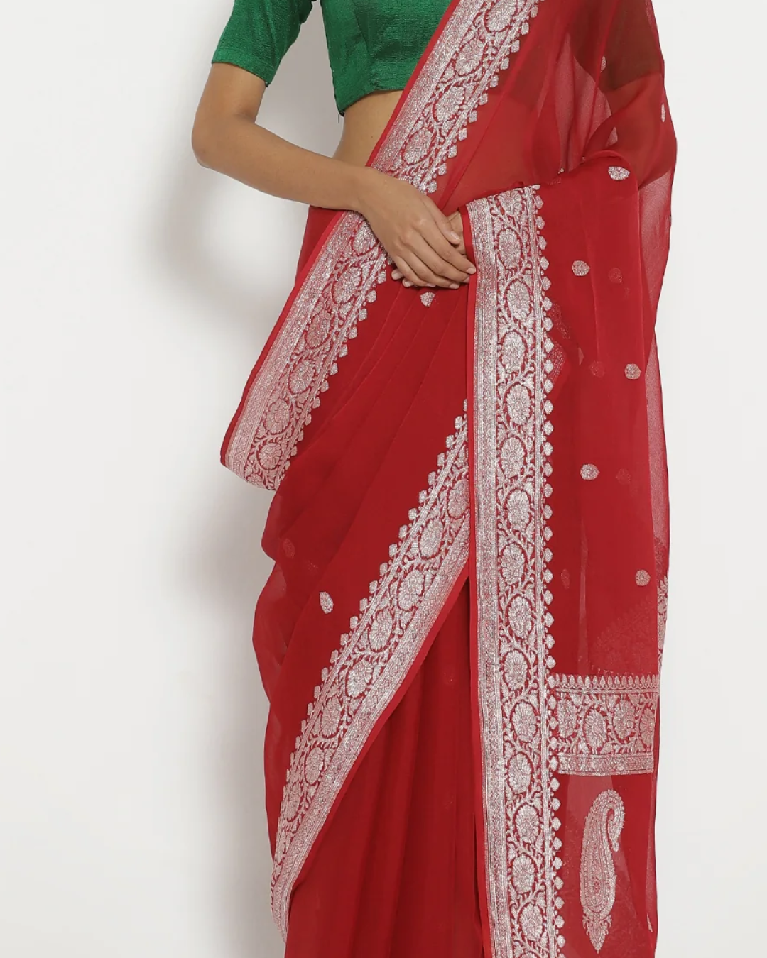 Maroon Georgette Banarasi Saree