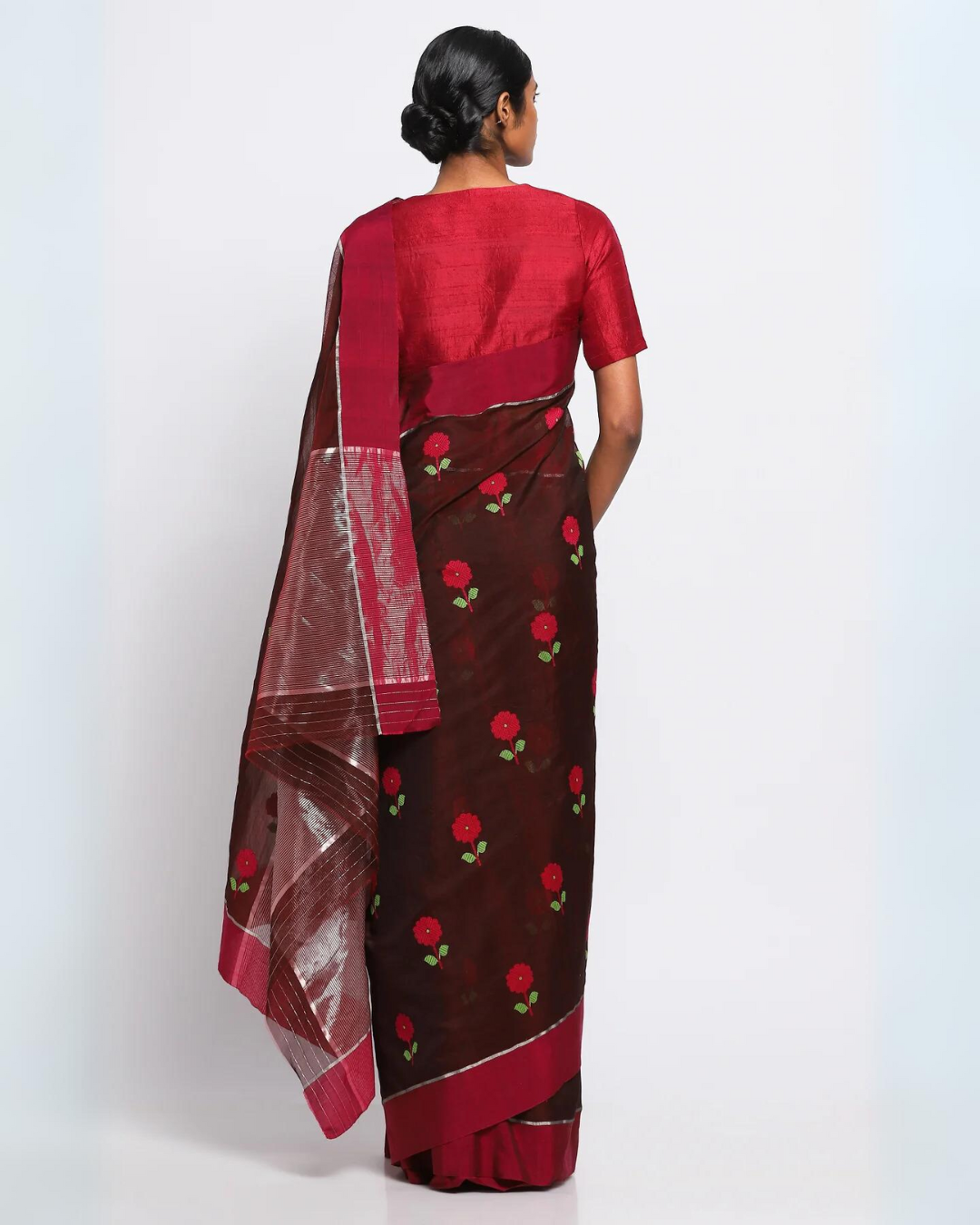 Maroon Silk Chanderi Aarika Saree