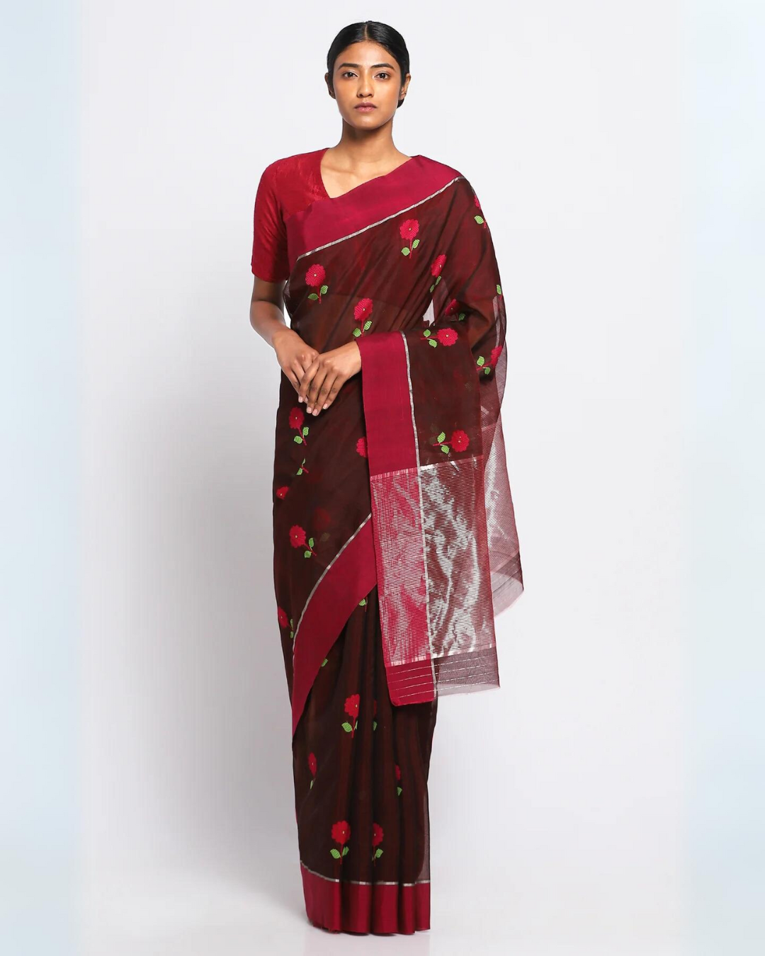 Maroon Silk Chanderi Aarika Saree