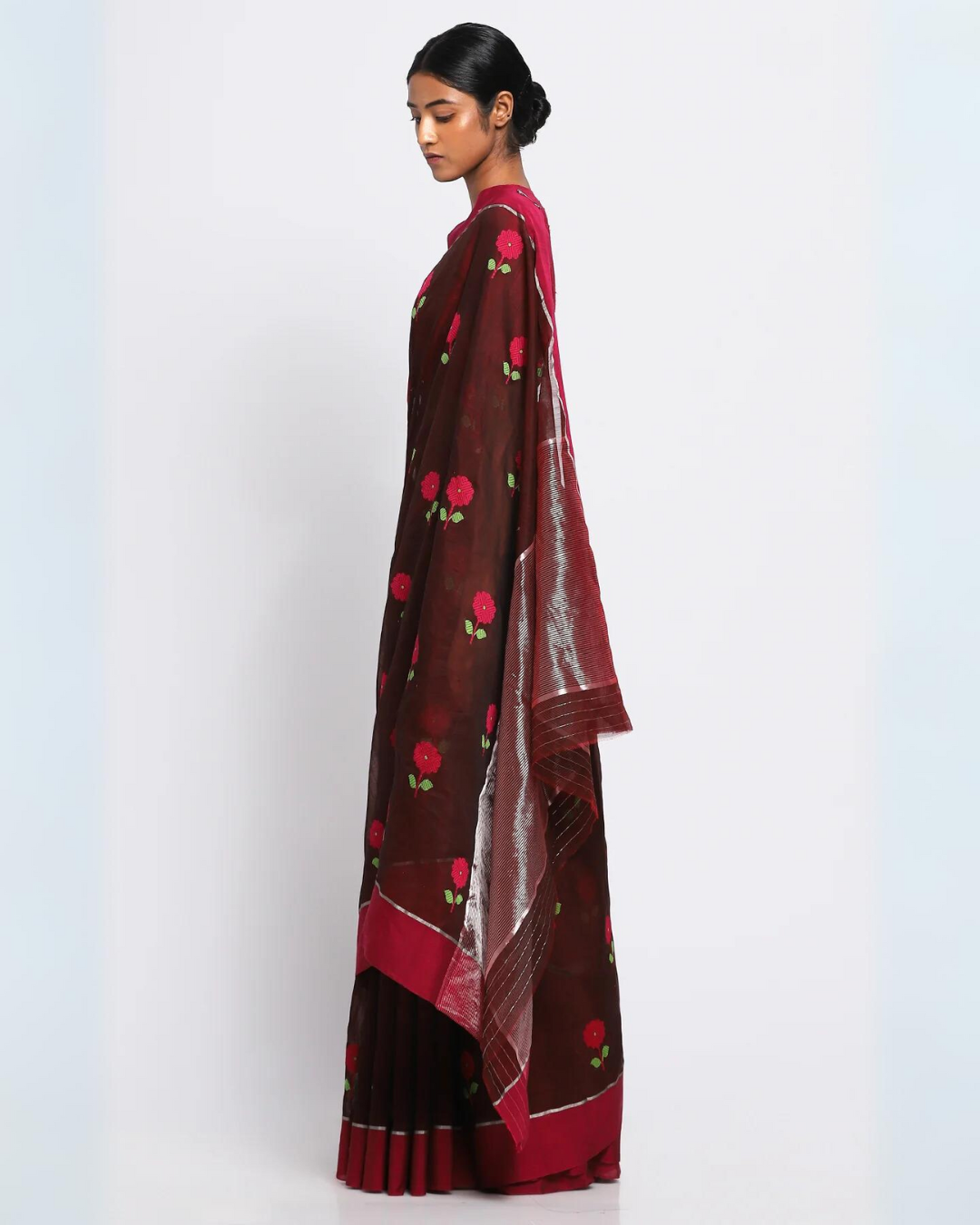 Maroon Silk Chanderi Aarika Saree