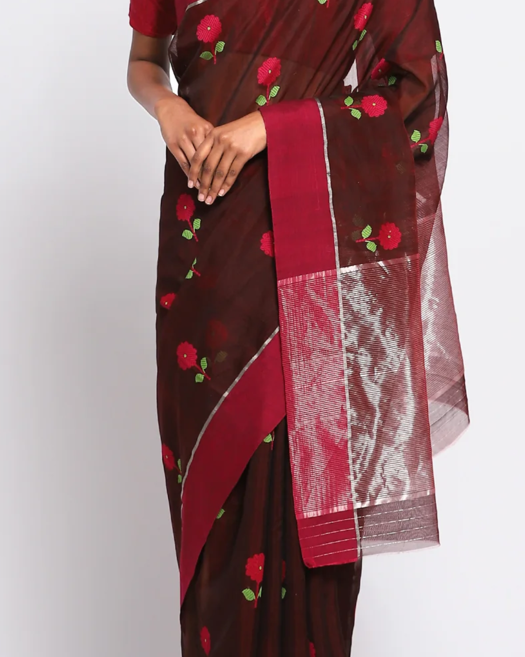 Maroon Silk Chanderi Aarika Saree