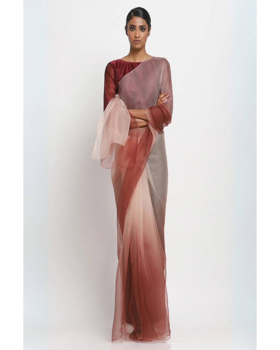 Plum Ombre Organza Saree