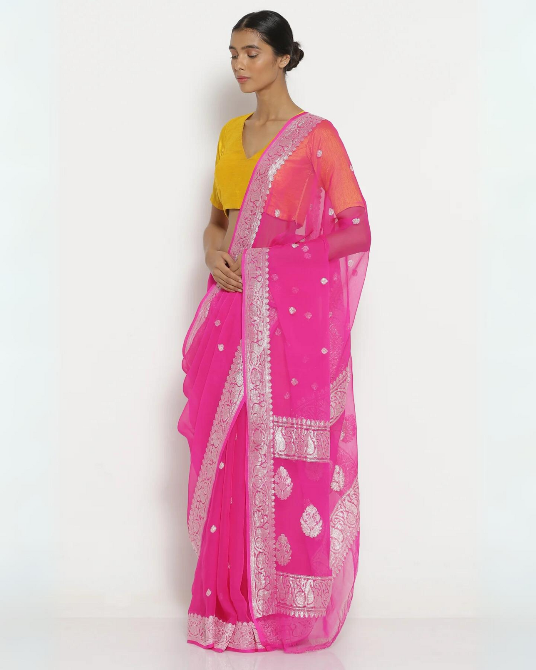 Pink Georgette Banarasi Saree