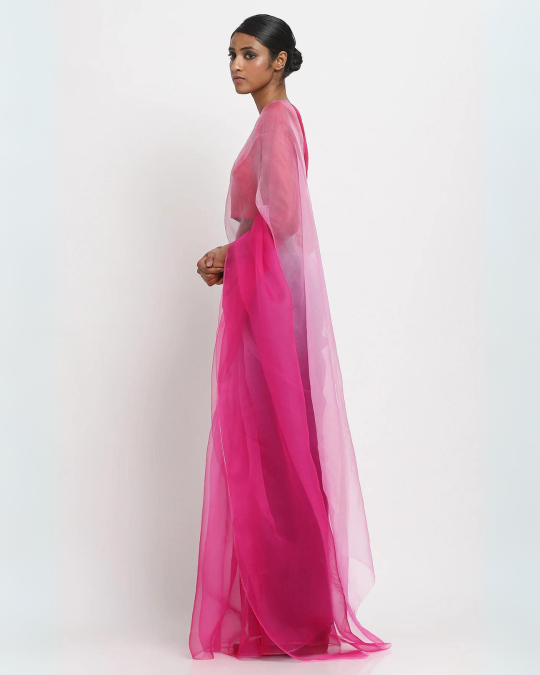 Pink Ombré Organza Saree