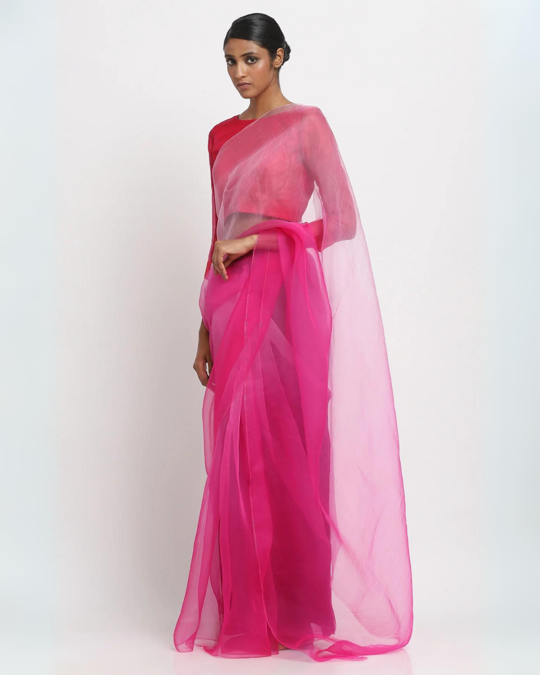 Pink Ombré Organza Saree