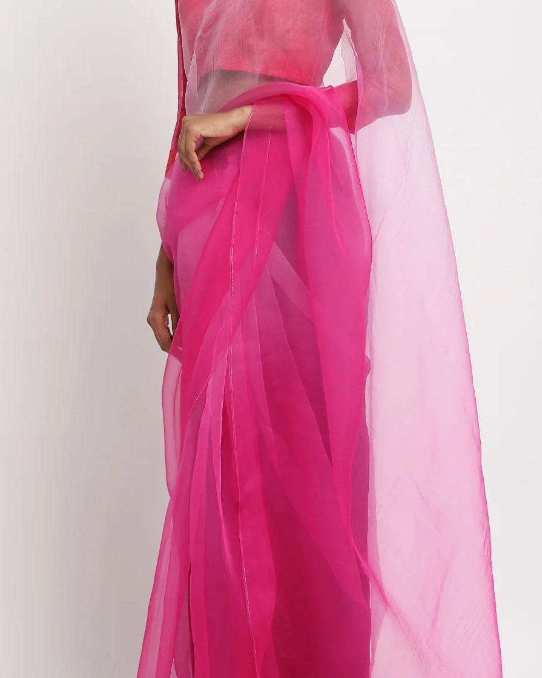 Pink Ombré Organza Saree