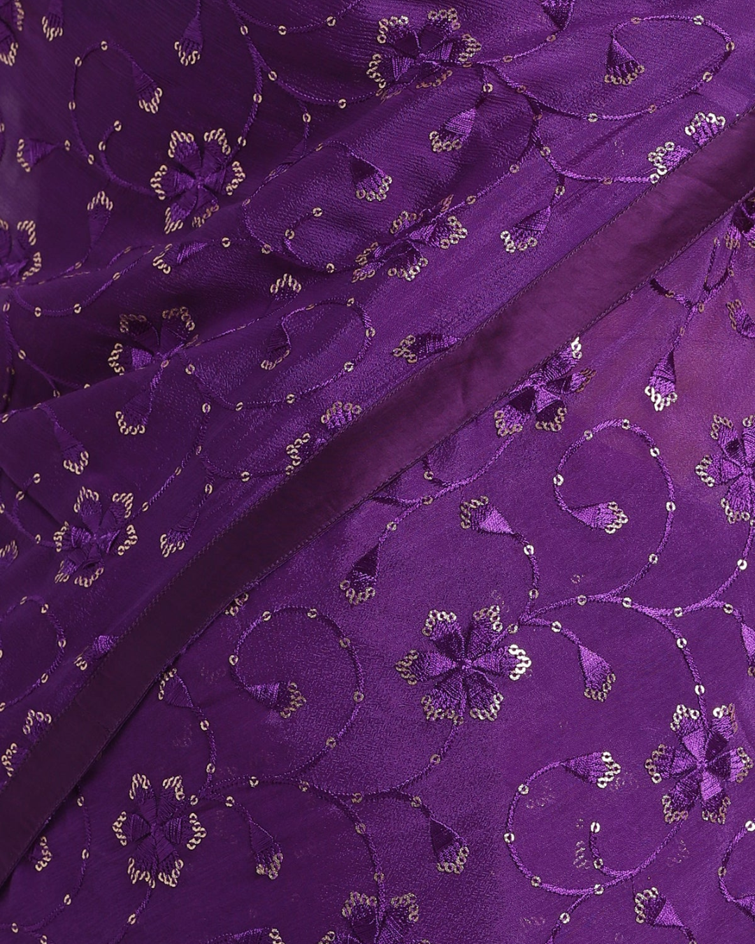 Purple Chiffon Embellished Saree