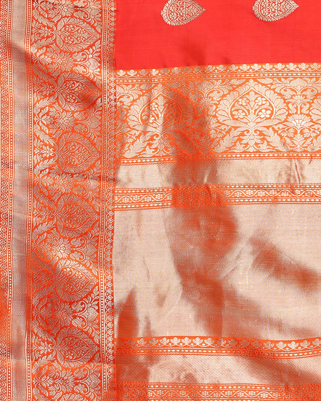 Scarlet Red Silk Banarasi Saree