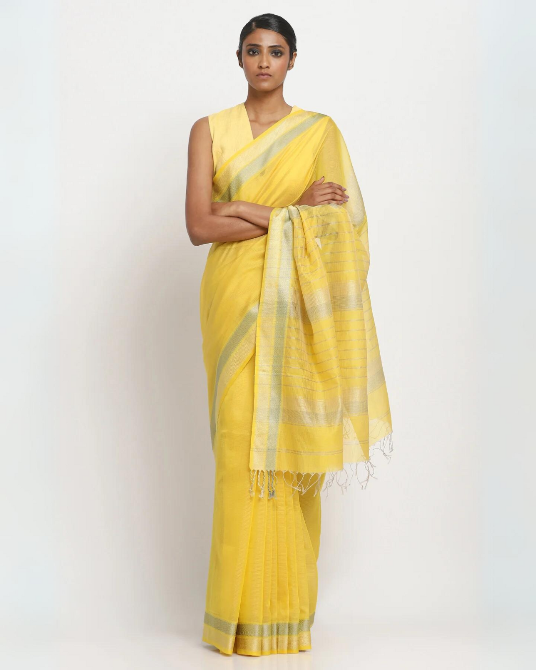 Daffodil Yellow Silk Cotton Traditional Saree