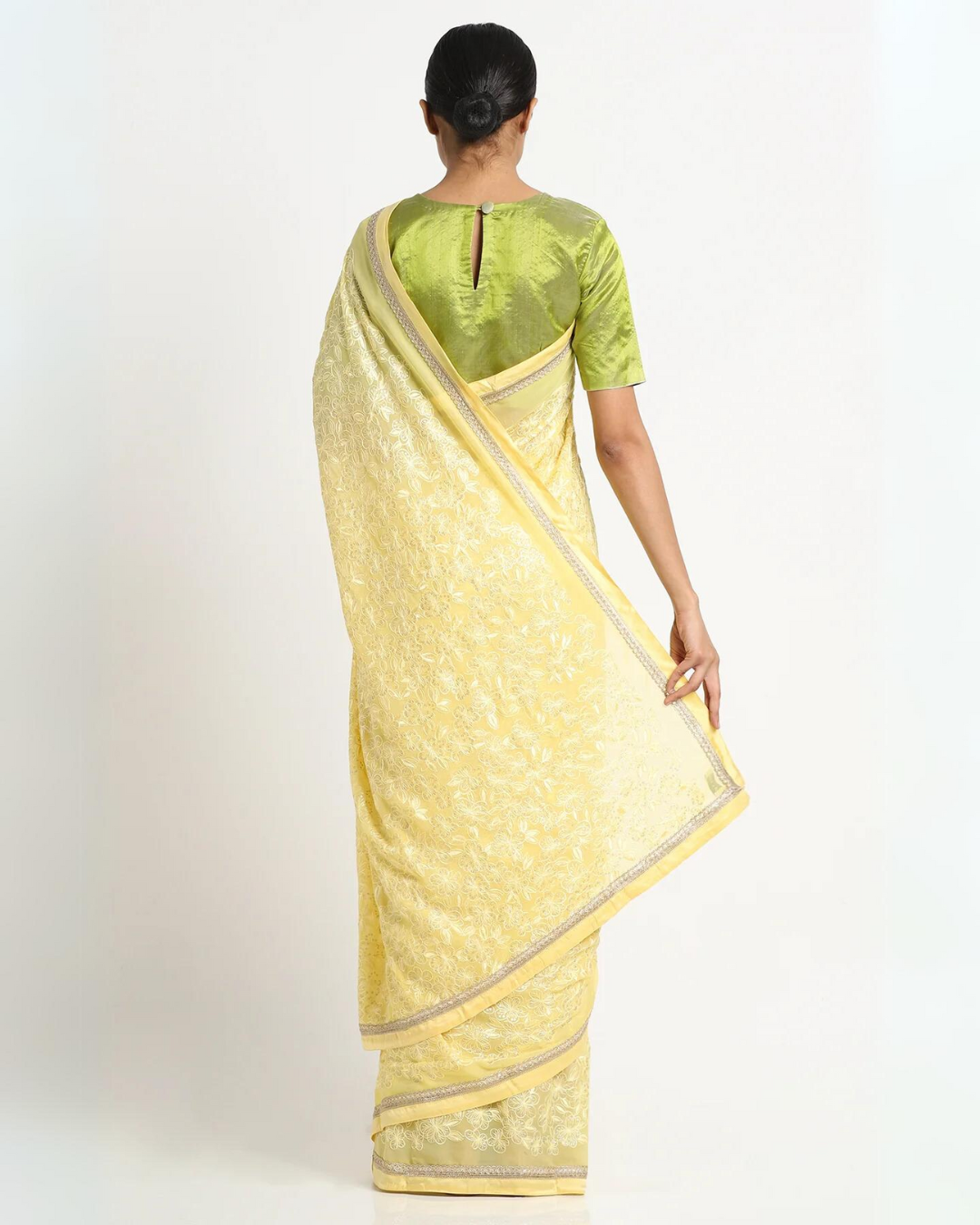 Daisy Yellow Georgette Embellished Saree