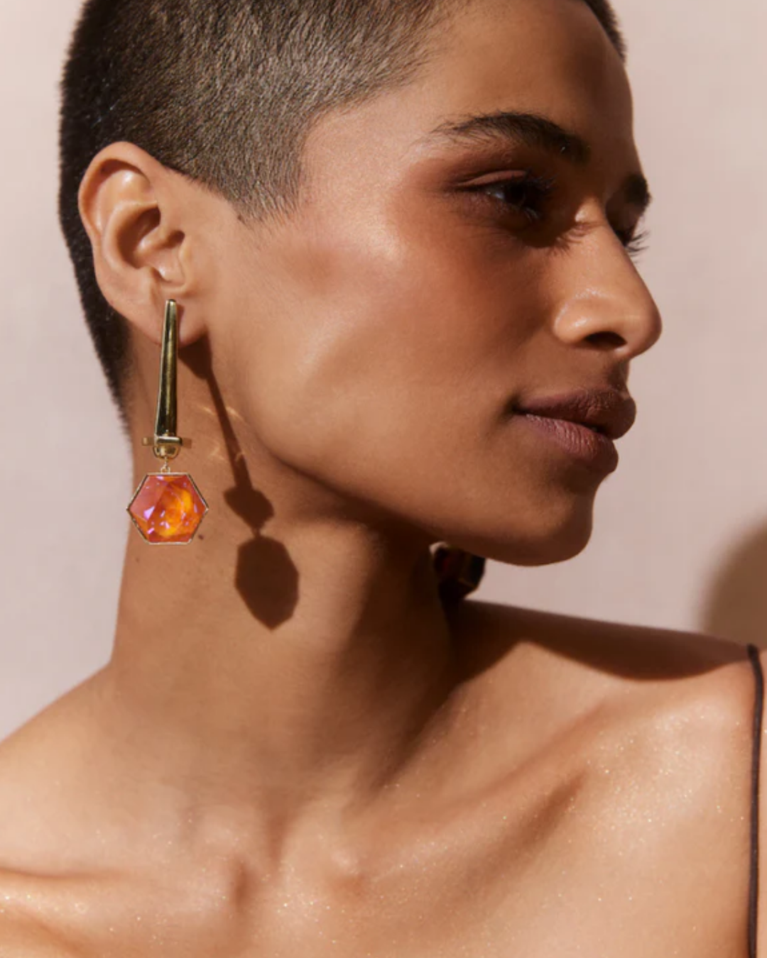 Hexa Crystal Earring - Orange Dawn