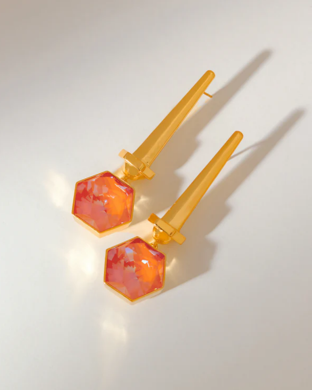 Hexa Crystal Earring - Orange Dawn