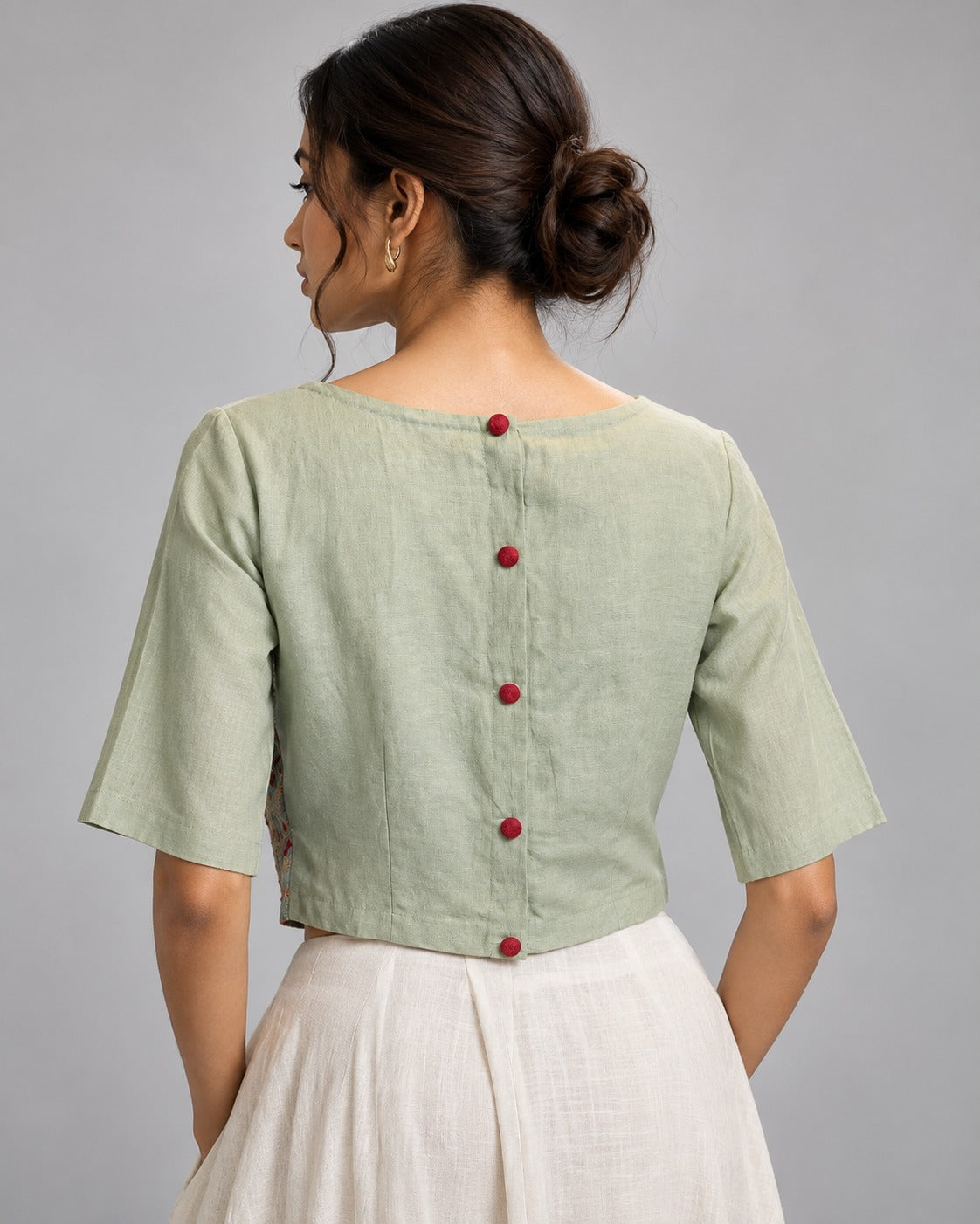 Veda Sage Green Embroidered Top
