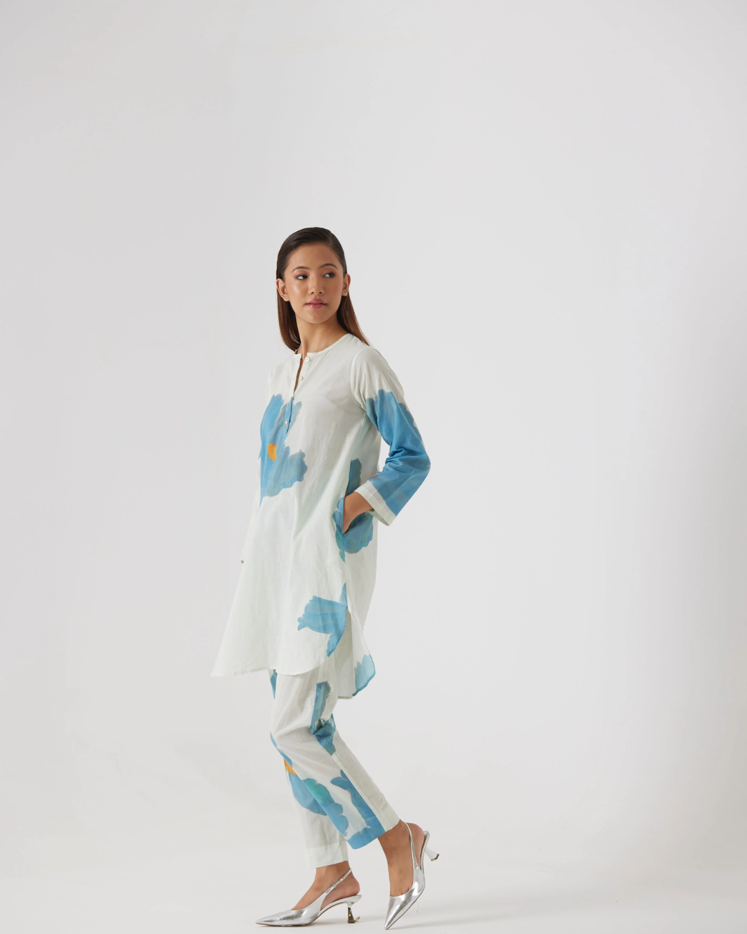 Blue Poppies Short Kurta Set