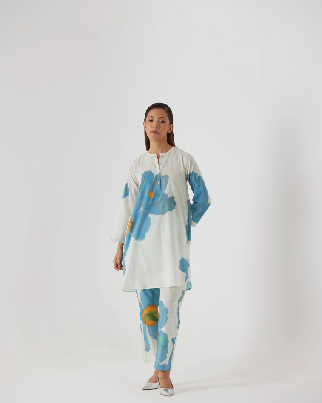 Blue Poppies Short Kurta Set