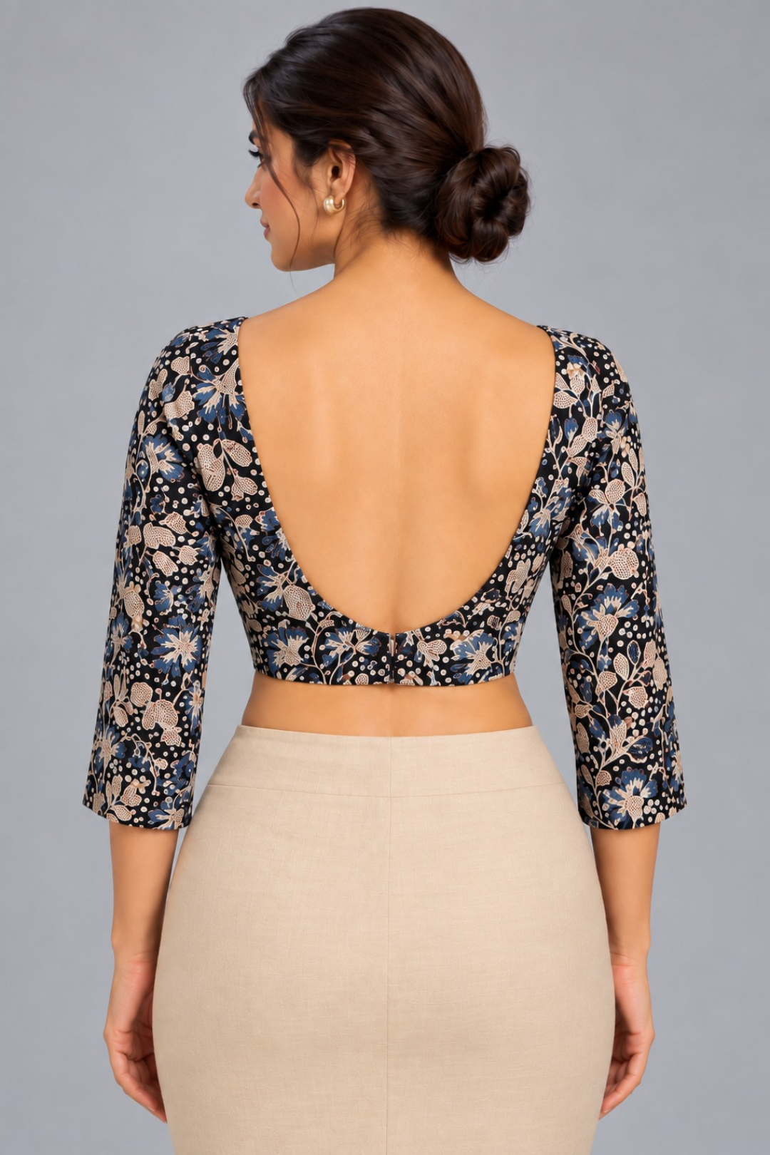 Aster Midnight Blue Kalamkari Blouse