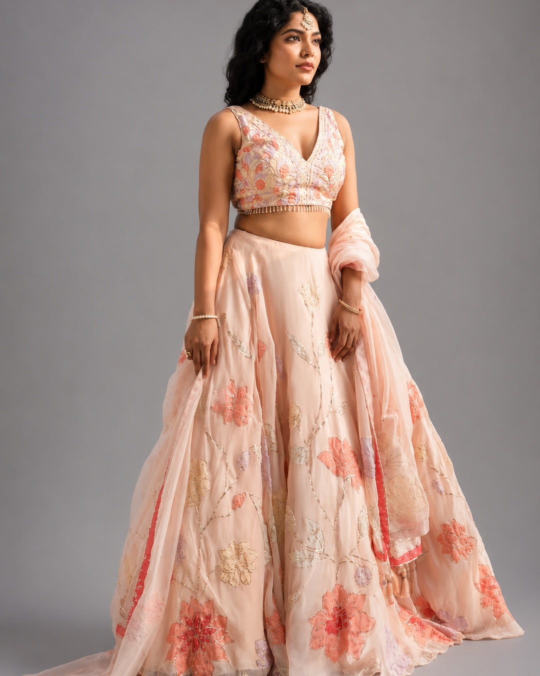 Petal Blush Embroidered Lehenga