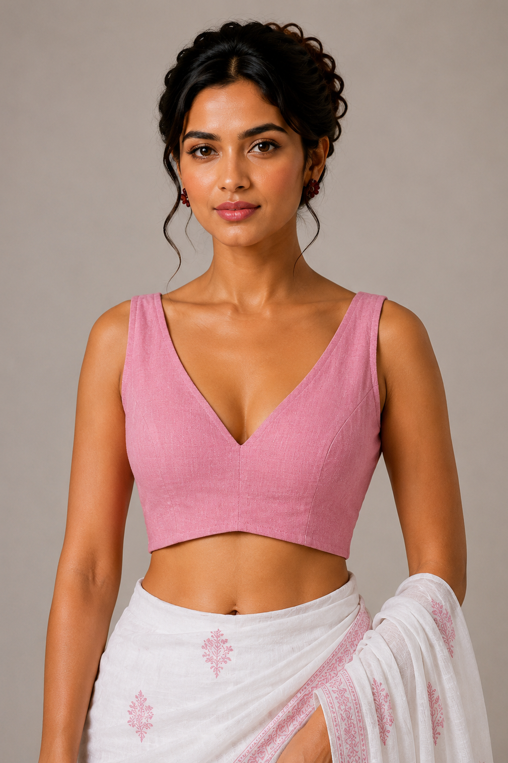 Pink V neck blouse