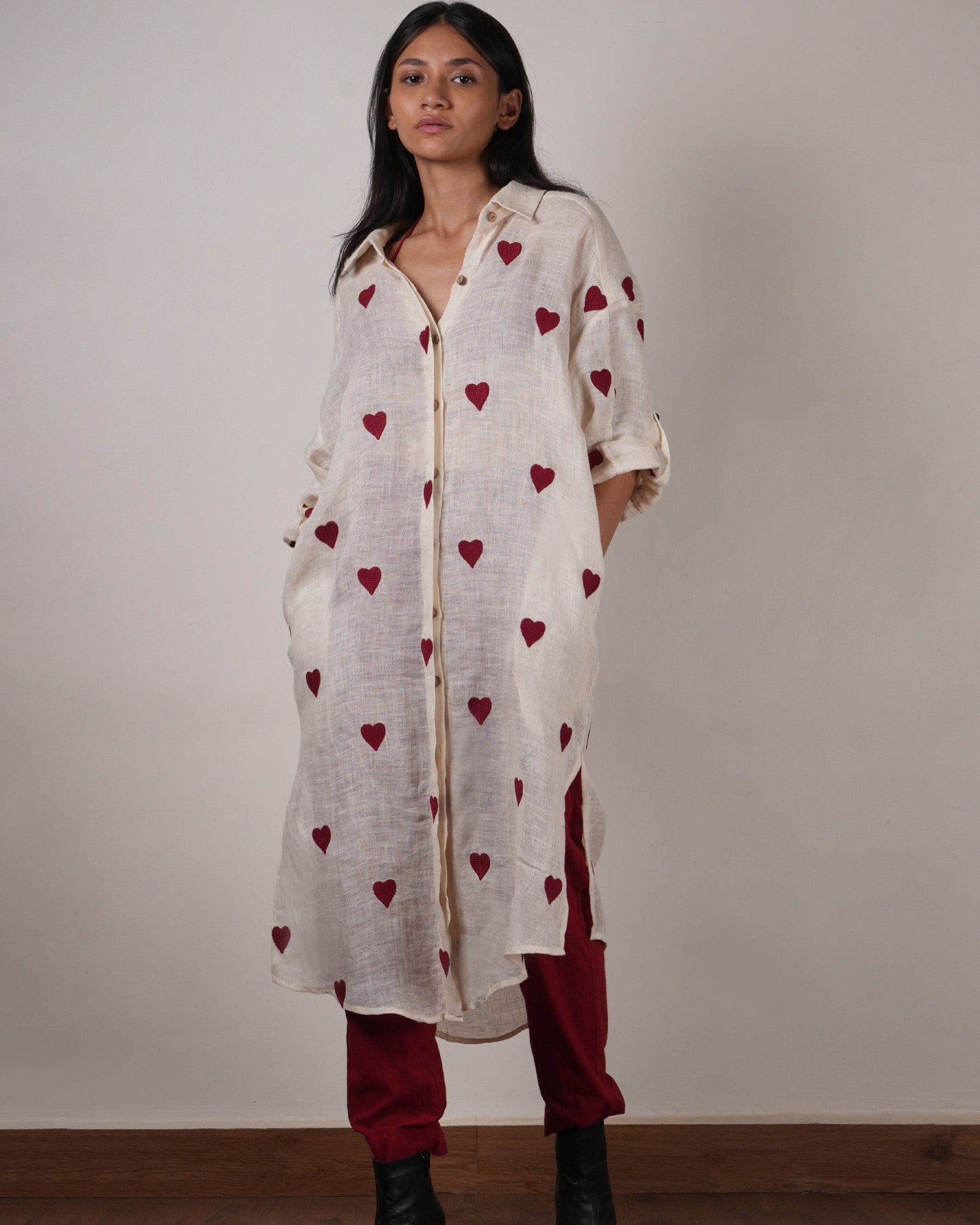 Mati Oatmeal Heart Shirt Set (2 PCS)