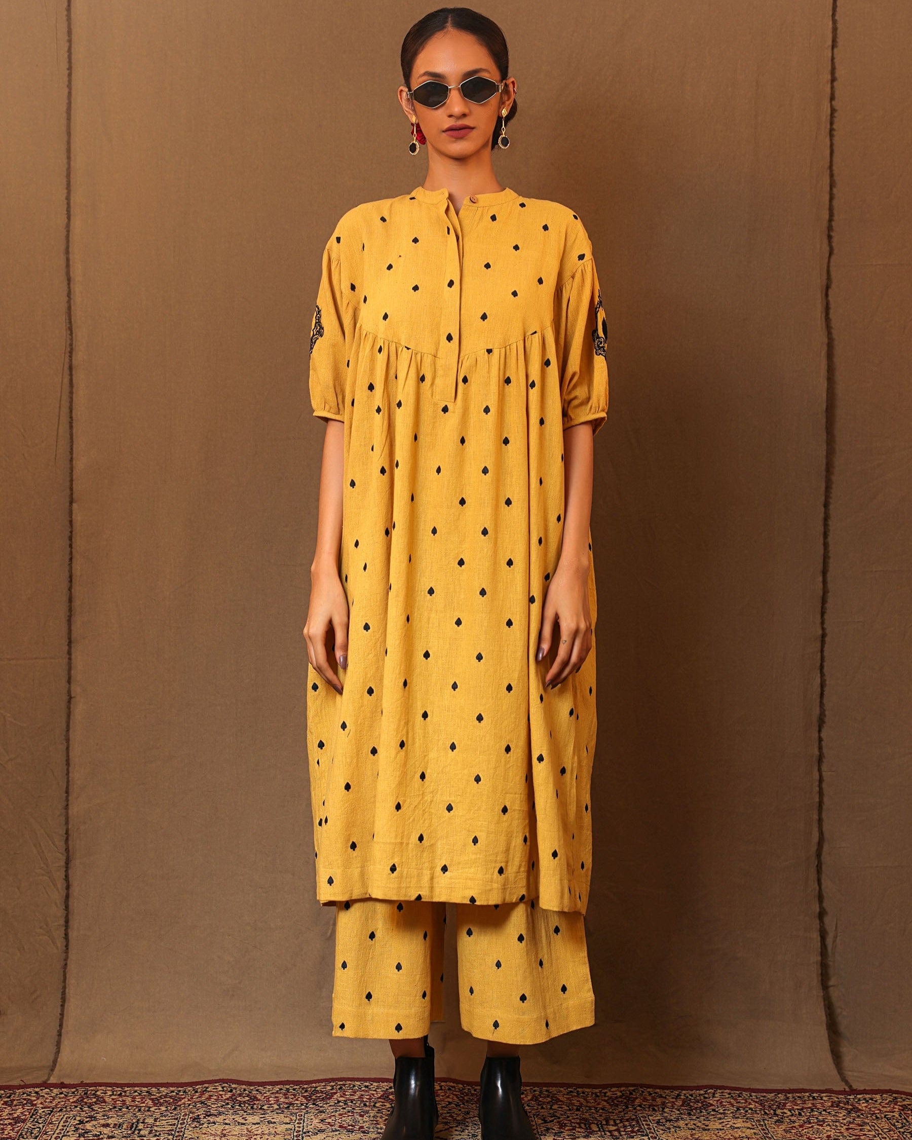 Mustard Spade EMB Acra Tunic Set (2 PCS)