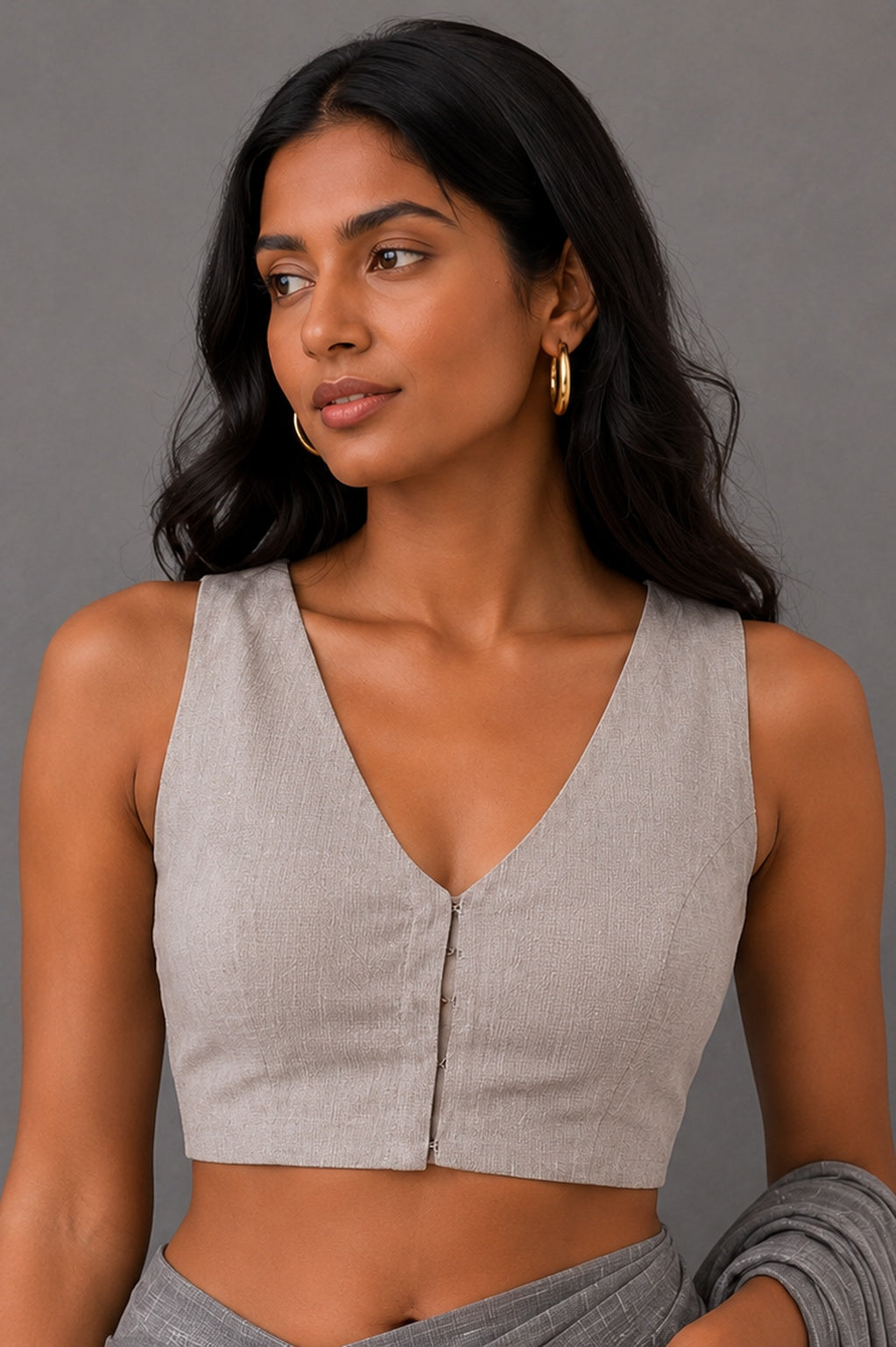 Grey halter neck blouse